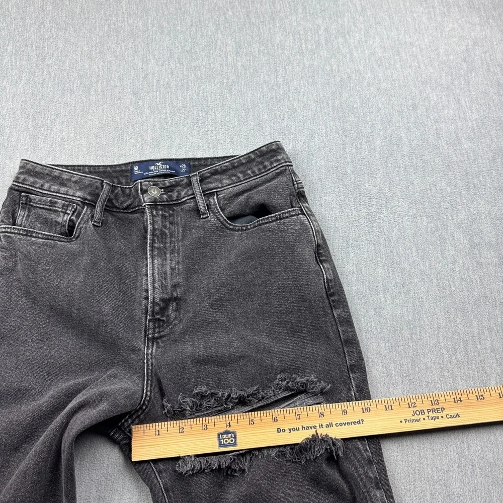 Hollister Jeans Womens 29x27 Black Denim High Rise Straight Cotton Distressed